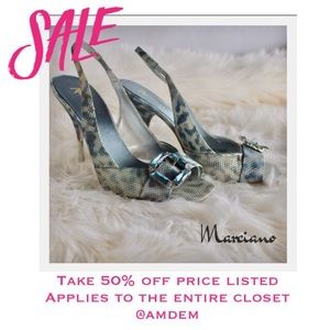 (Sz 7) Marciano Lt Green/Blue Metallic Slingbacks